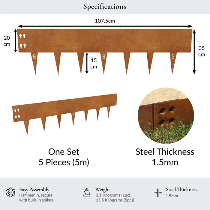 Corten edging specs 20cm