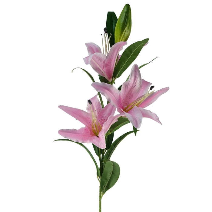 100cm Large Pink Lily Stem - 3 Flowers