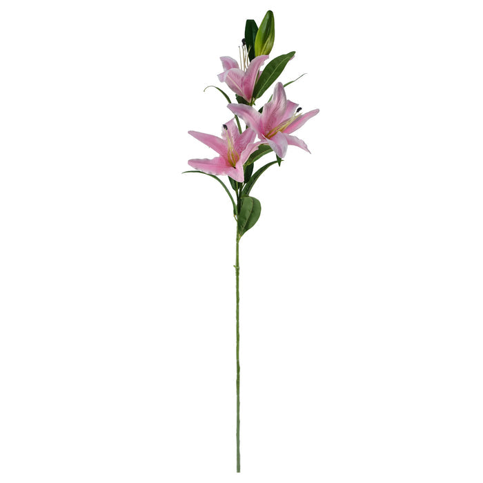 100cm Large Pink Lily Stem - 3 Flowers