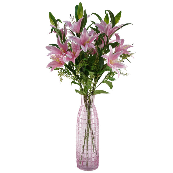 100cm Large Pink Lily Stem - 3 Flowers