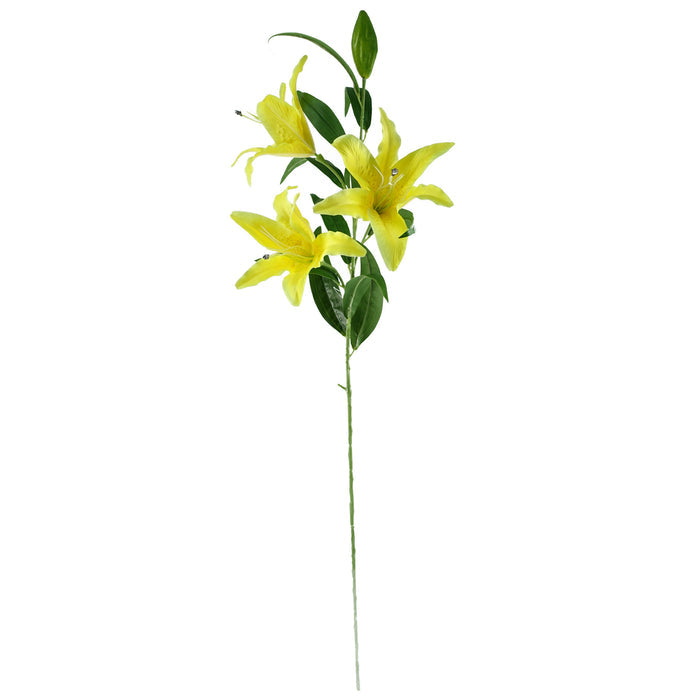 100cm Large Yellow Lily Stem - 3 Flowers