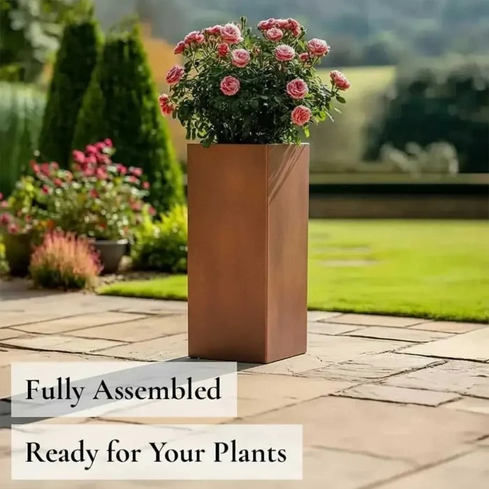 100cm Zinc Galvanised Copper Tall Square Planter