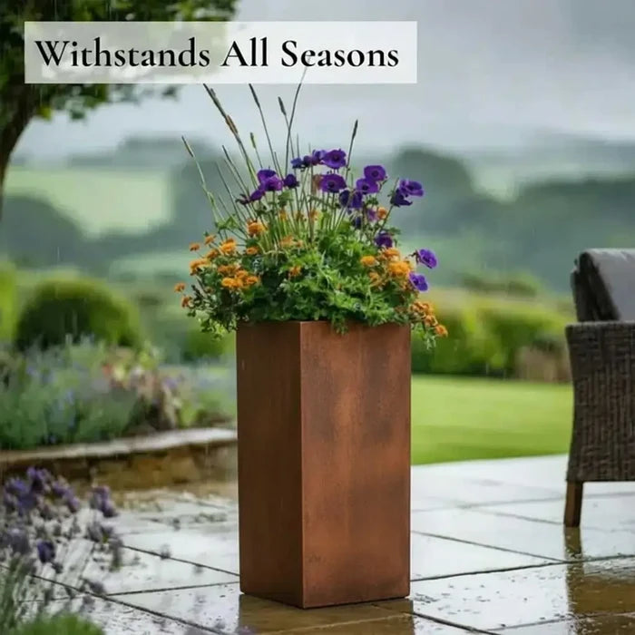 100cm Zinc Galvanised Copper Tall Square Planter