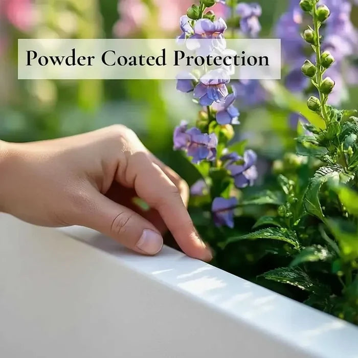100cm Zinc Galvanised Matte White Tall Square Planter