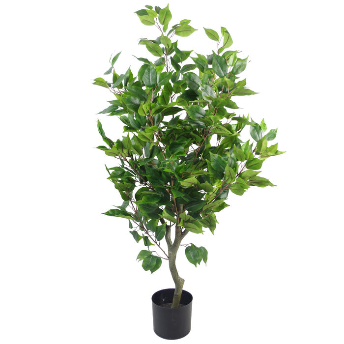 110cm Artificial Evergreen Ficus Tree Gold Planter