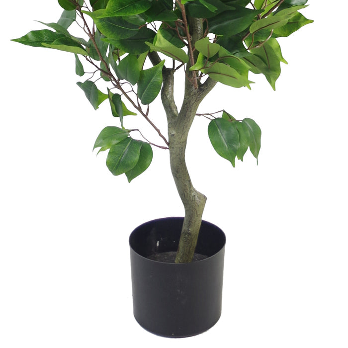 110cm Artificial Evergreen Ficus Tree Gold Planter