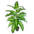 120cm Artificial Large Leaved Evergreen Tall Variegated Plant