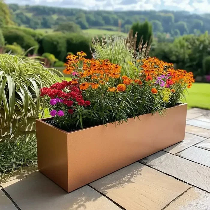 120cm Zinc Galvanised Copper Trough Planter