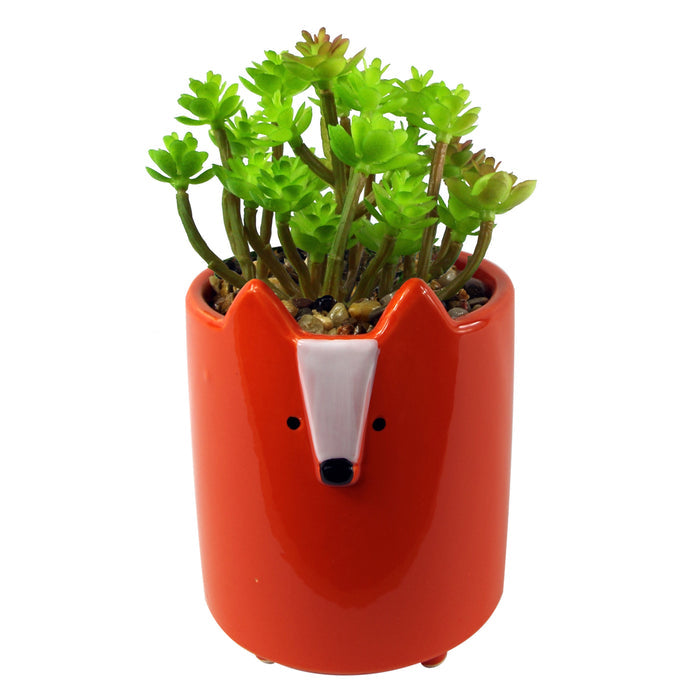 14cm Ceramic Orange Fox Planter