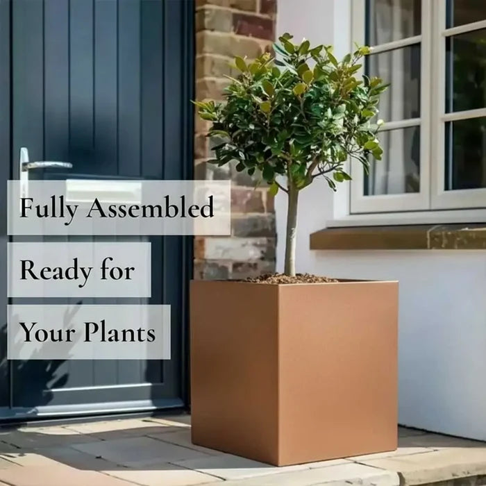 30cm Zinc Galvanised Copper Square Planter