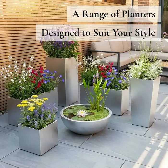 30cm Zinc Galvanised Silver Square Planter