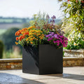 40cm Zinc Galvanised Matte Black Square Planter