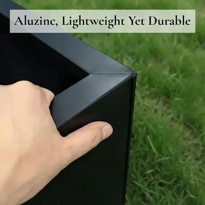 40cm Zinc Galvanised Matte Black Square Planter