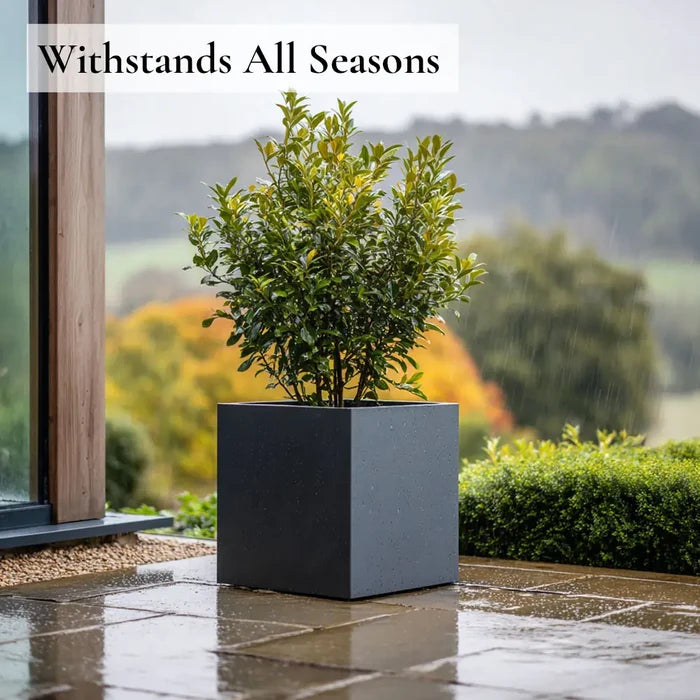 40cm Zinc Galvanised Matte Grey Square Planter