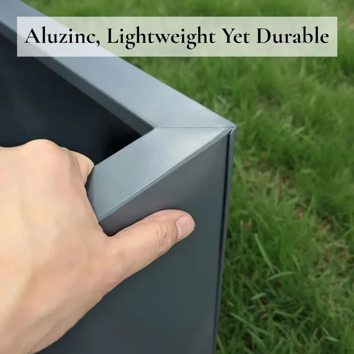 40cm Zinc Galvanised Matte Grey Square Planter