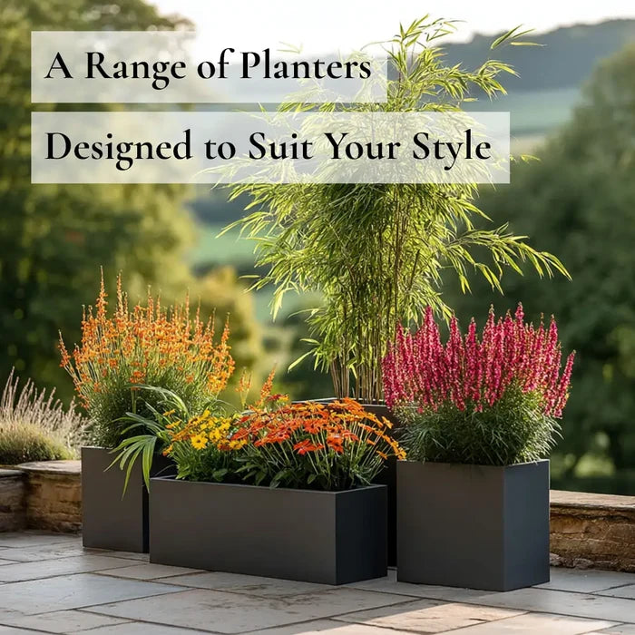 40cm Zinc Galvanised Matte Grey Square Planter