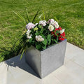 50cm Mottled Zinc Galvanised Silver & Black Textured Square Planter