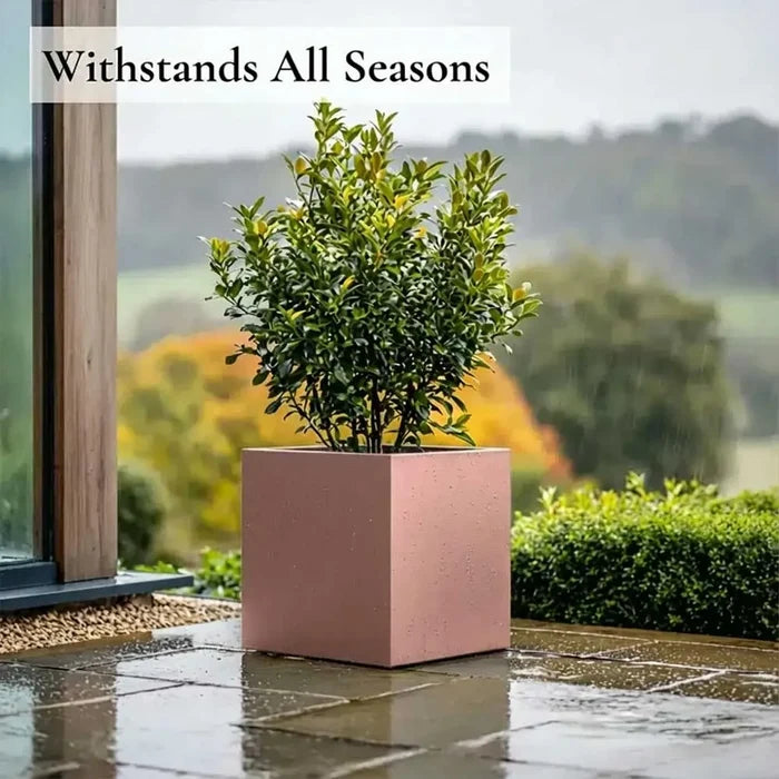 50cm Zinc Galvanised Brushed Rose Gold Finish Square Planter