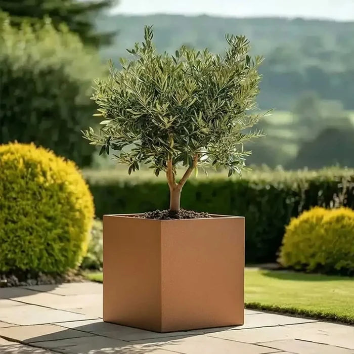 50cm Zinc Galvanised Copper Square Planter