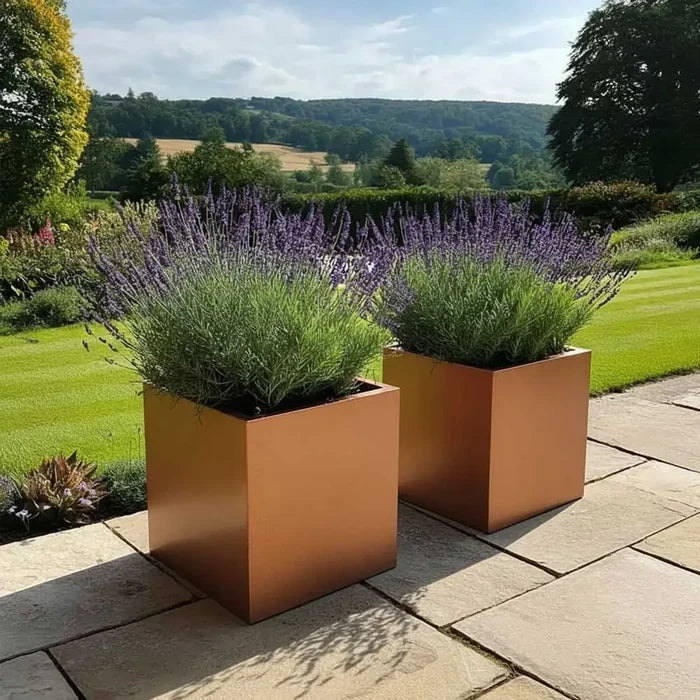 50cm Zinc Galvanised Copper Square Planter
