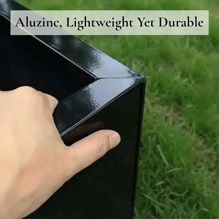 50cm Zinc Galvanised Polished Black Square Planter