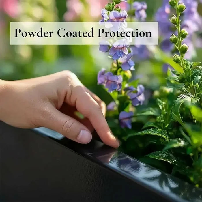 50cm Zinc Galvanised Polished Black Tall Square Planter