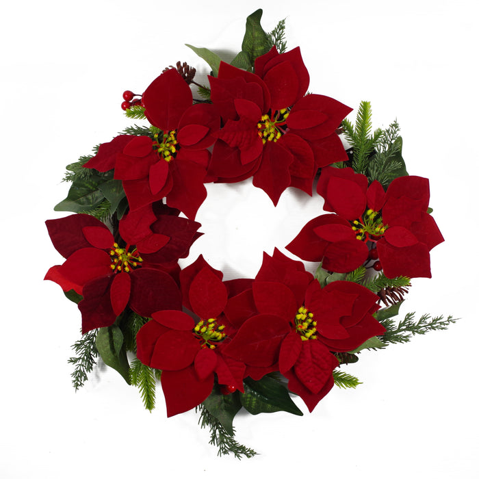60cm (24) Large Luxury Christmas Poinsettia & Foliage Floristry Wreath
