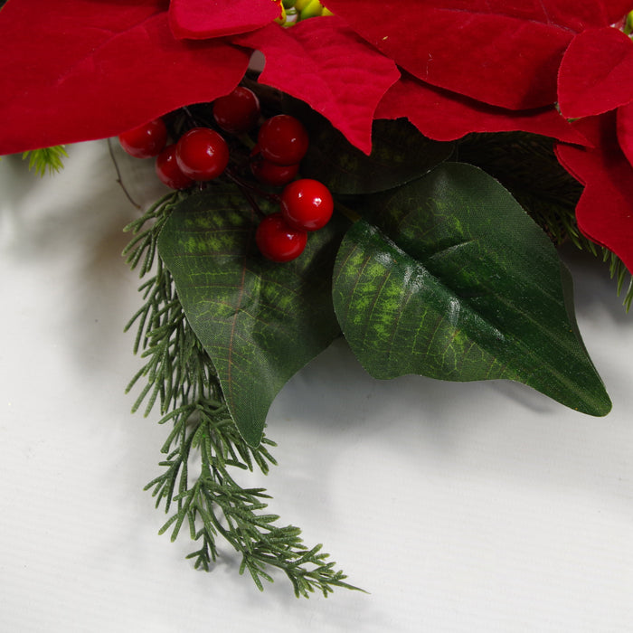 60cm (24) Large Luxury Christmas Poinsettia & Foliage Floristry Wreath
