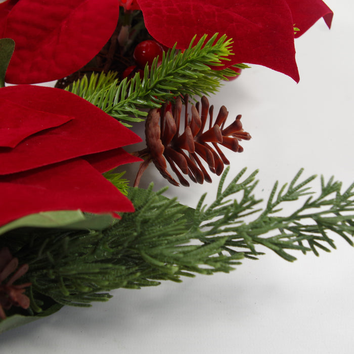 60cm (24) Large Luxury Christmas Poinsettia & Foliage Floristry Wreath