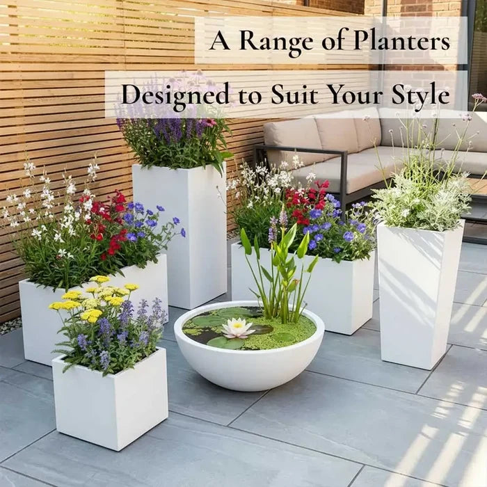 60cm Zinc Galvanised Matte White Square Planter