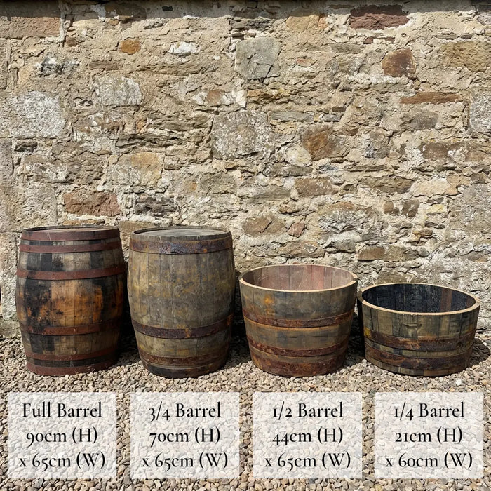 65-80cm Rustic Half Barrel Oak Tree Planter