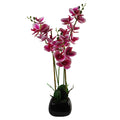 70cm Artificial Orchid Dark Pink with Black Ceramic Planter