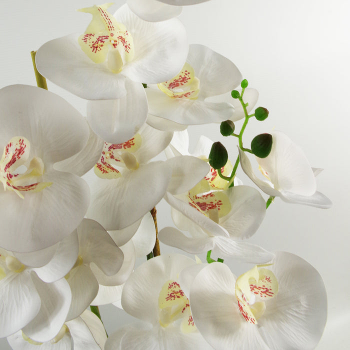 70cm Artificial Orchid White with Silver Ceramic Planter