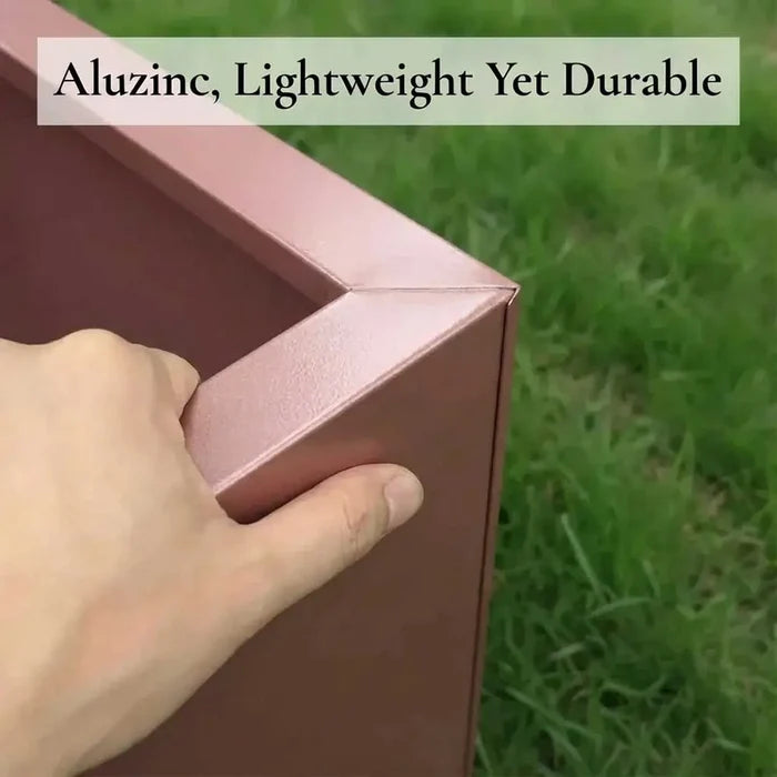 70cm Zinc Galvanised Brushed Rose Gold Finish Tall Tapered Square Planter