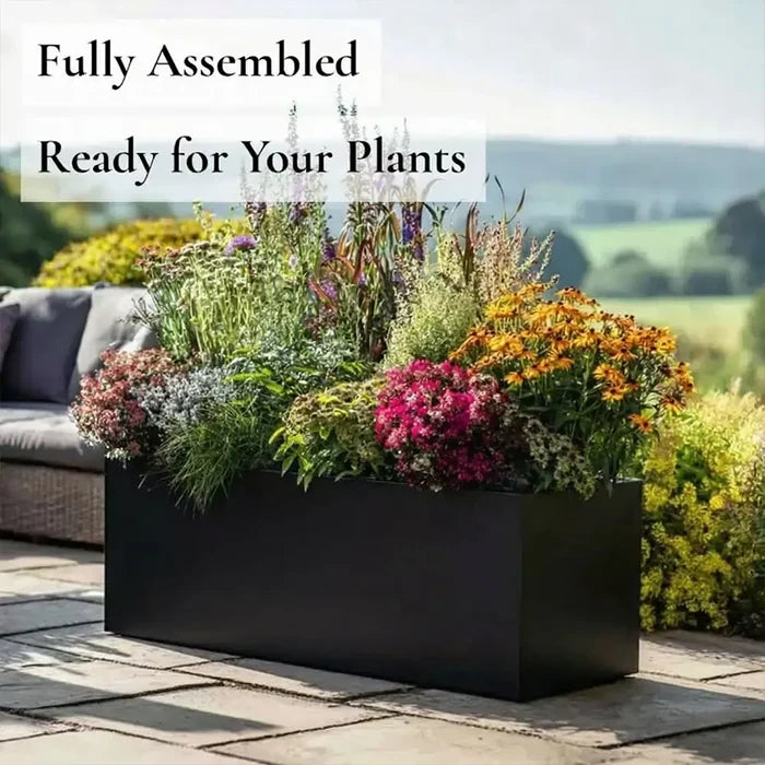 70cm Zinc Galvanised Matte Black Trough Planter
