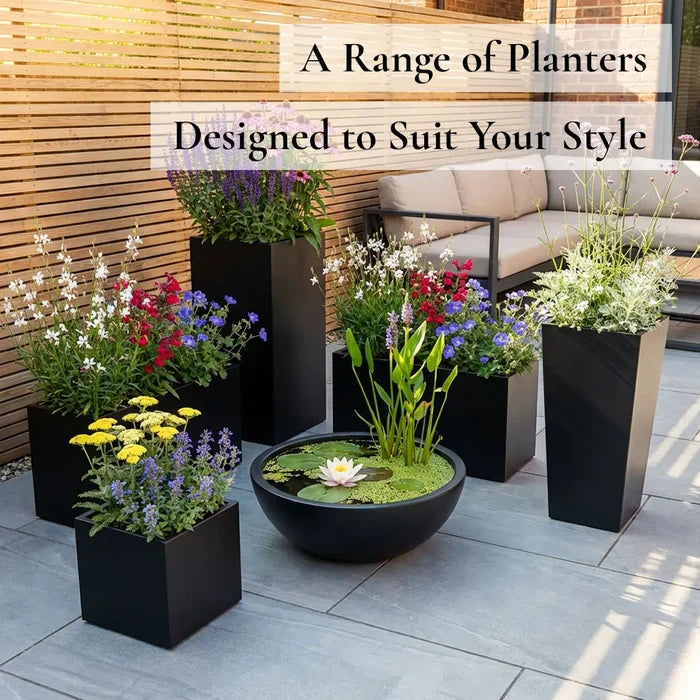 70cm Zinc Galvanised Matte Black Trough Planter