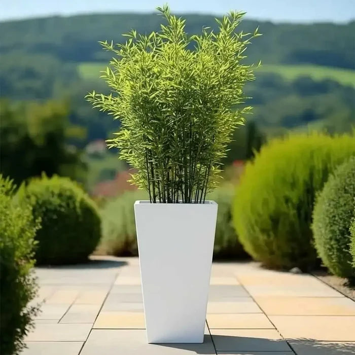 70cm Zinc Galvanised Matte White Tall Tapered Square Planter