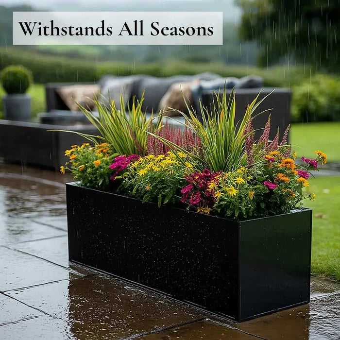 70cm Zinc Galvanised Polished Black Window Box Planter