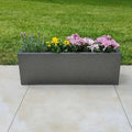 70cm Zinc Galvanised Silver & Black Textured Trough Planter