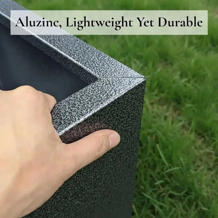 70cm Zinc Galvanised Silver & Black Textured Trough Planter