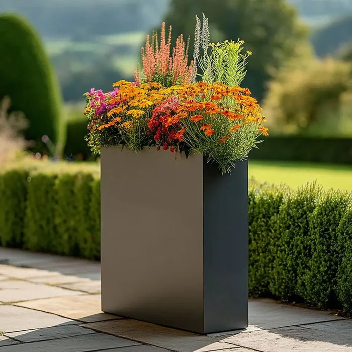 75cm Long Zinc Galvanised Matte Grey 90cm Tall Trough Planter