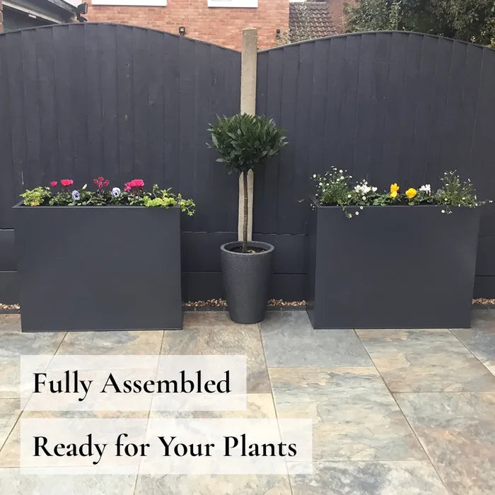 75cm Long Zinc Galvanised Matte Grey 90cm Tall Trough Planter