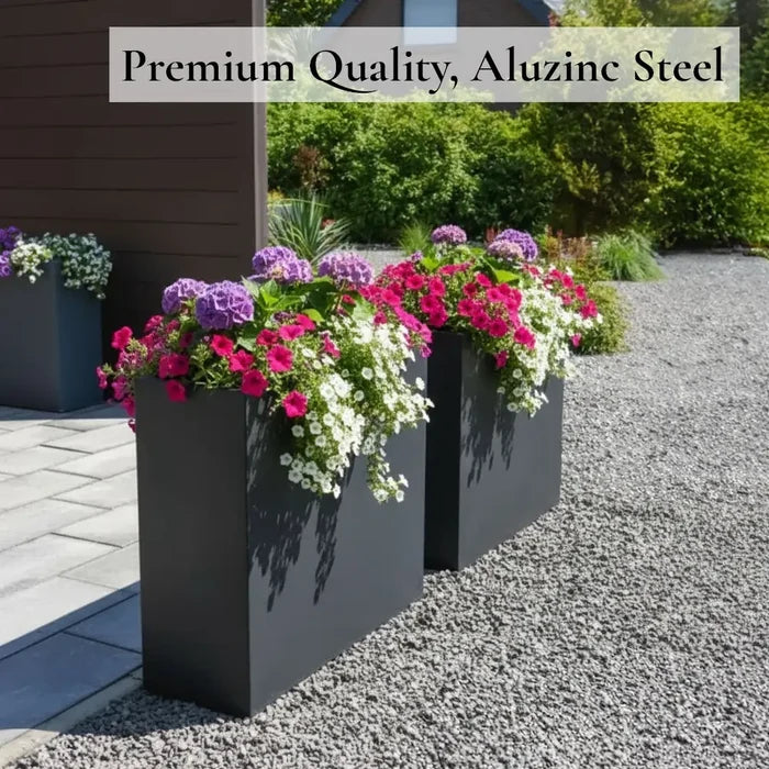 75cm Long Zinc Galvanised Matte Grey 90cm Tall Trough Planter