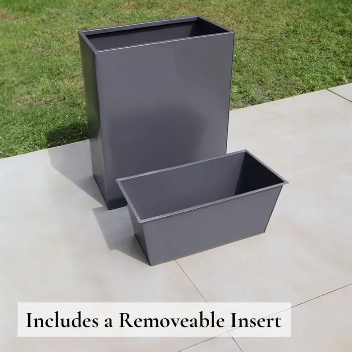 75cm Long Zinc Galvanised Matte Grey 90cm Tall Trough Planter