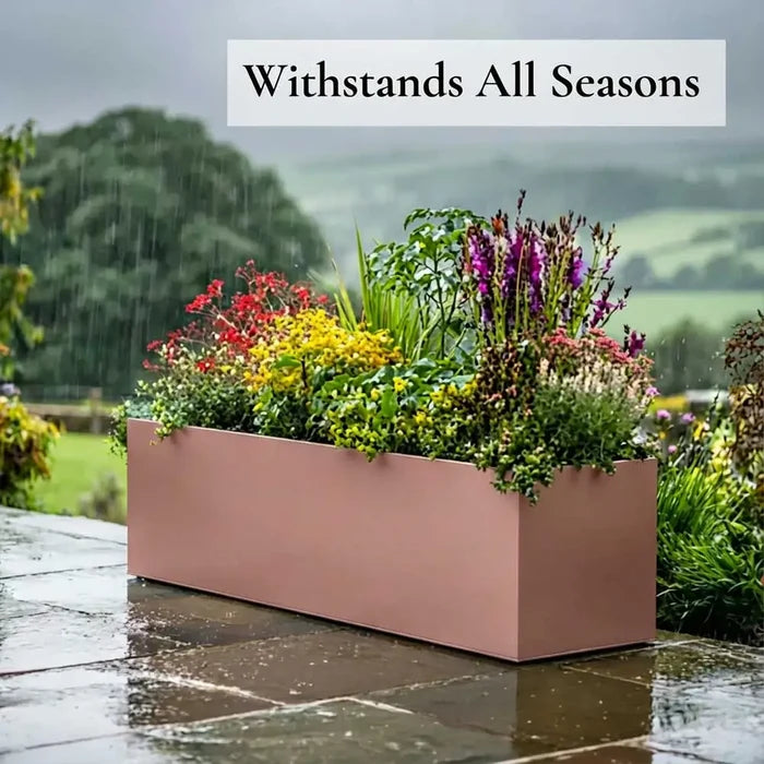 75cm Zinc Galvanised Rose Gold Finish Trough Planter