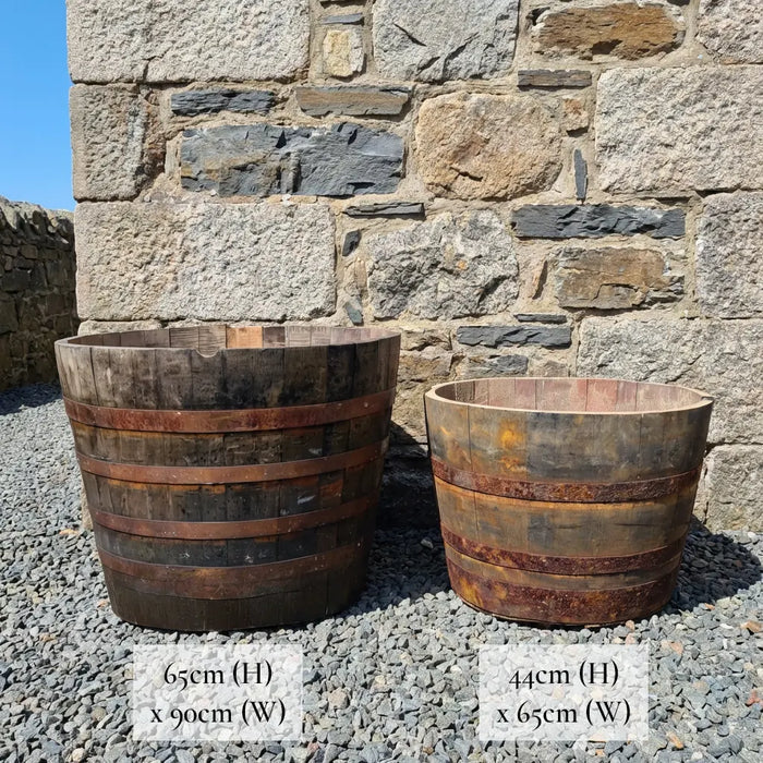 90cm Giant Scottish Whisky Half Barrel Oak Tree Planter