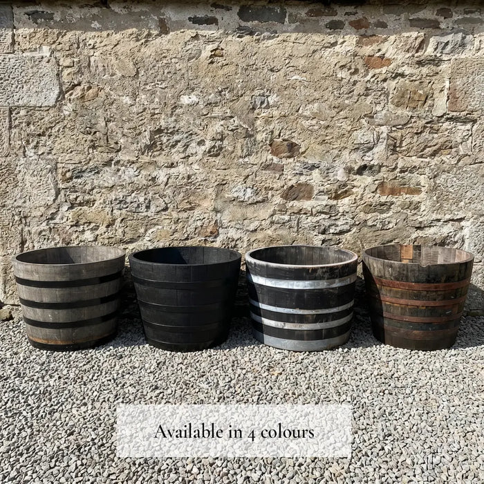 90cm Giant Scottish Whisky Half Barrel Oak Tree Planter