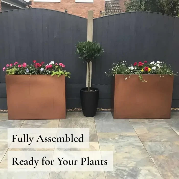 90cm Long Zinc Galvanised Copper 60cm Tall Trough Planter