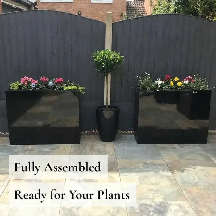 90cm Long Zinc Galvanised Polished Black 60cm Tall Trough Planter
