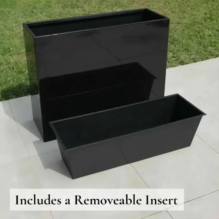 90cm Long Zinc Galvanised Polished Black 60cm Tall Trough Planter
